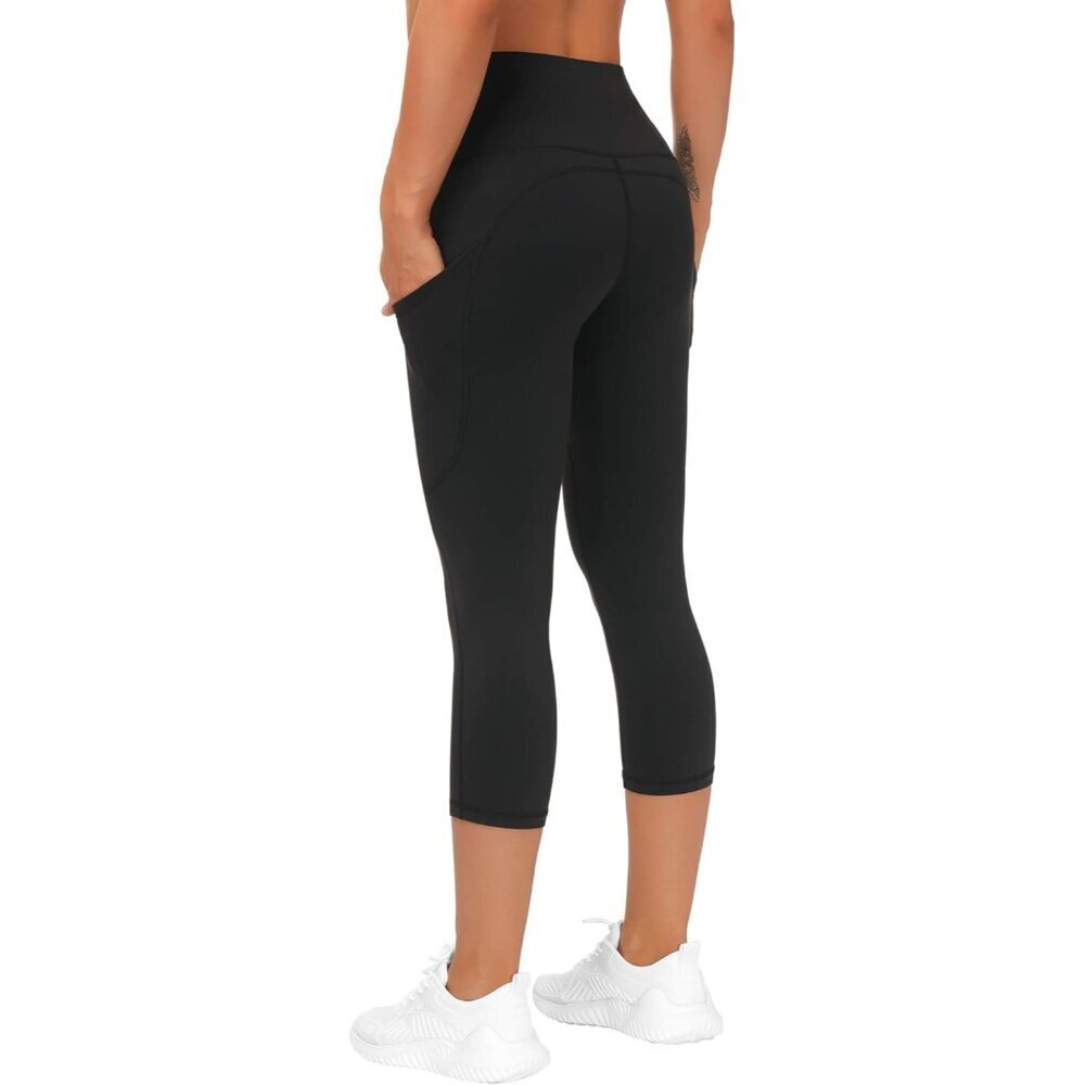 Women High Waist Yoga Capris Pockets Tummy Control Workout Leggings - Picture 4 of 6